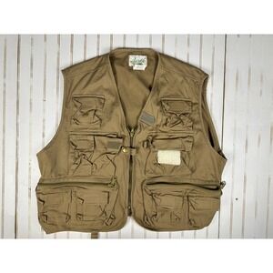 Ausable Fishing Vest XL Tan Multi Pocket‎ Utility Outdoor Hunting Cotton Vest